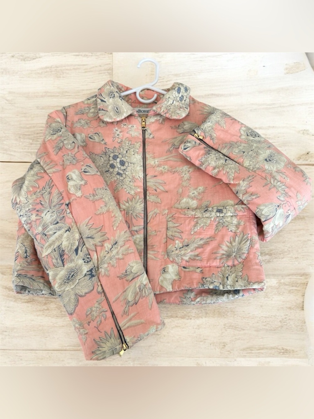 Alix Of Bohemia Pink Floral Quilted Bomber Jacket